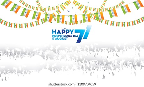 vector illustration of 15th August india Happy Independence Day. 71 years of Freedom indian