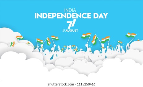 vector illustration of 15th August india Happy Independence Day. 71 years of Freedom indian society