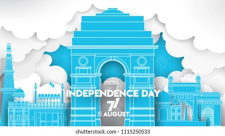 vector illustration of 15th August india Happy Independence Day. 71 years of Freedom indian