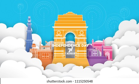 vector illustration of 15th August india Happy Independence Day. 71 years of Freedom indian