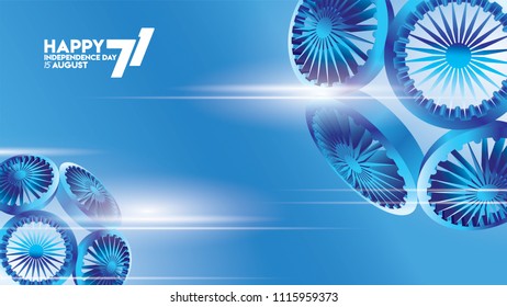 vector illustration of 15th August india Happy Independence Day. 71 years of Freedom indian