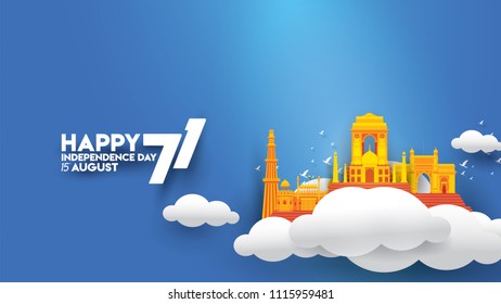 vector illustration of 15th August india Happy Independence Day. 71 years of Freedom indian