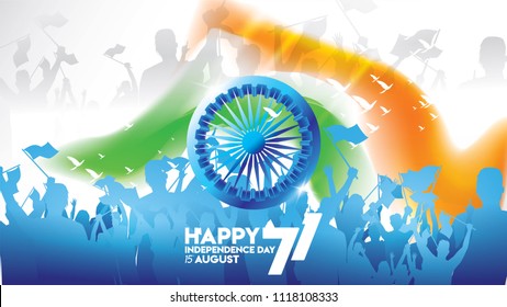 vector illustration of 15th August india Happy Independence Day. 71 years of Freedom indian