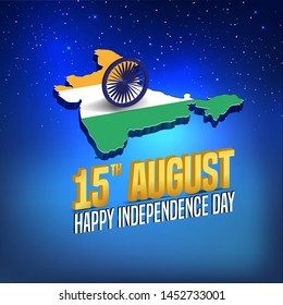 vector illustration of 15th August india Happy Independence Day concept with text 15th August