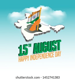 vector illustration of 15th August india Happy Independence Day concept with text 15th August