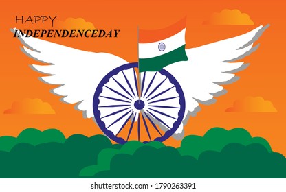vector illustration of 15th August india Happy Independence Day. 