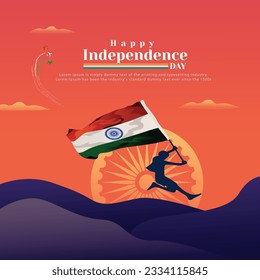 vector illustration of 15th August india Happy Independence Day concept