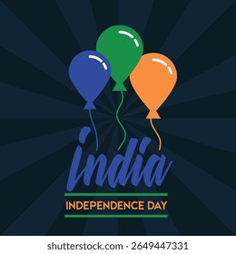 Ilustración vectorial del 15 de agosto India Feliz Día de la Independencia.
