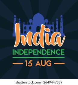 Ilustración vectorial del 15 de agosto India Feliz Día de la Independencia.
