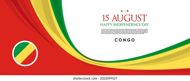 ilustración vectorial del 15 de agosto Día de la Independencia Feliz de la República del Congo. Diseño de cabecera o banner web con texto elegante 15 de agosto y fondo de ornamento abstracto.