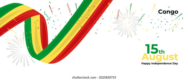 ilustración vectorial del 15 de agosto Día de la Independencia Feliz de la República del Congo. Diseño de cabecera o banner web con texto elegante 15 de agosto y fondo de ornamento abstracto.