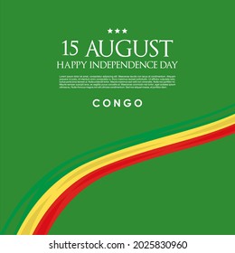 vector illustration of 15th August Republic of the Congo Happy Independence Day. Web header or banner design with stylish text 15th August and Abstract ornament Background.