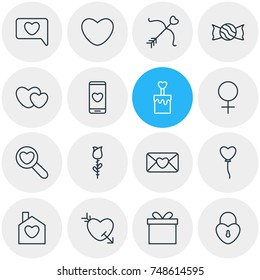 Vector Illustration Of 16 Amour Icons. Editable Pack Of Lock, Magnifier, Decoration And Other Elements.
