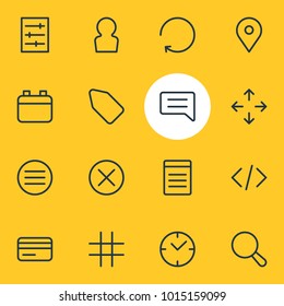 Vector illustration of 16 annex icons line style. Editable set of clock, script, payment and other icon elements.