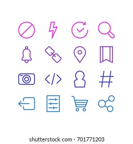 Vector Illustration Of 16 Annex Icons. Editable Pack Of Topic, Flash, Time And Other Elements.