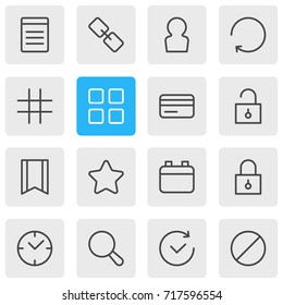 Vector Illustration Of 16 Annex Icons. Editable Pack Of Closed, Date, Payment And Other Elements.