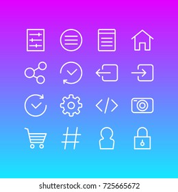 Vector Illustration Of 16 App Icons. Editable Pack Of Option, Script, Closed And Other Elements.