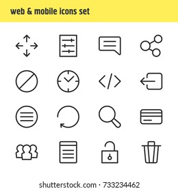 Vector Illustration Of 16 App Icons. Editable Pack Of Direction, Reload, Block And Other Elements.