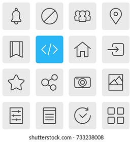 Vector Illustration Of 16 Application Icons. Editable Pack Of Sign In, Pinpoint, Picture And Other Elements.