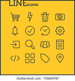 Vector Illustration Of 16 Application Icons. Editable Pack Of Document, Script, Photo Apparatus And Other Elements.