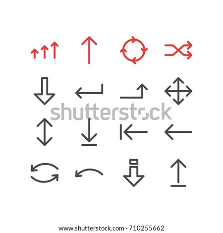 Vector Illustration Of 16 Arrows Icons. Editable Pack Of Circle, Down, Loading And Other Elements.