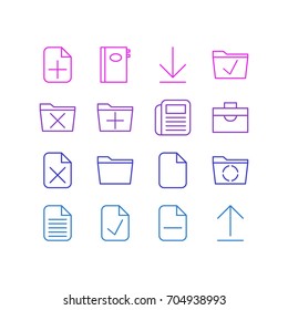 Vector Illustration Of 16 Bureau Icons. Editable Pack Of Journal, Plus, Approve And Other Elements.