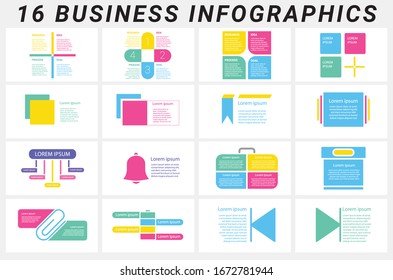 Vector illustration of 16 business infographic elements