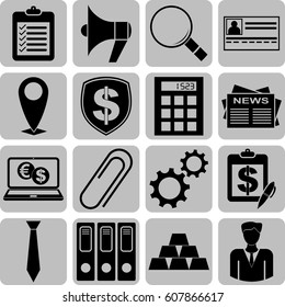 Vector Illustration Of 16 businessicon set. Minimal Modern.

