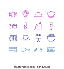 Vector Illustration Of 16 Cafe Icons. Editable Pack Of Account, Sundae, Tray And Other Elements.