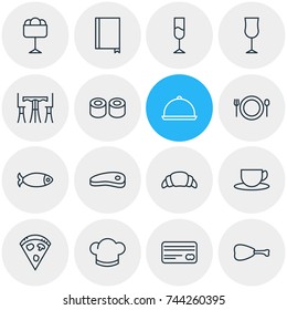 Vector Illustration Of 16 Cafe Icons. Editable Pack Of Tea, Sundae, Leg And Other Elements.