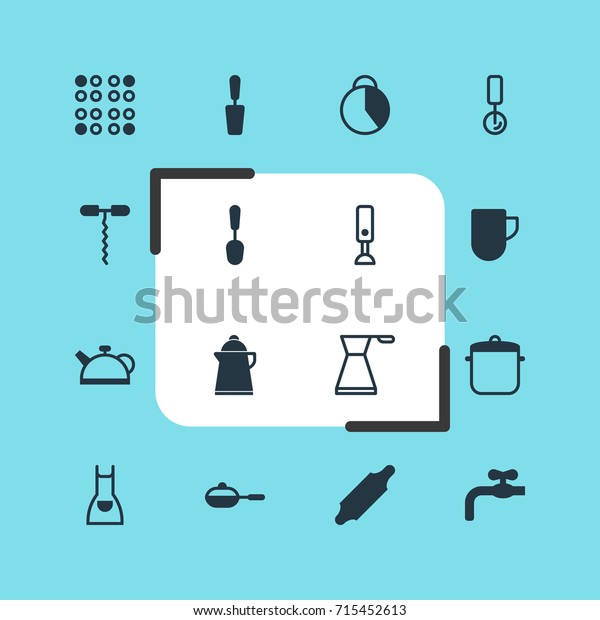 Vector Illustration\
Of 16 Cooking Icons. Editable Pack Of Tea Cup, Teakettle, Cooker\
And Other Elements.
