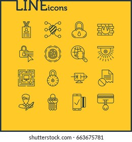 Vector Illustration Of 16 Data Icons. Editable Pack Of Key Collection, Safe Lock, Safe Storage And Other Elements.