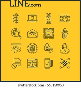 Vector Illustration Of 16 Data Icons. Editable Pack Of Easy Payment, Internet Surfing, Key Collection And Other Elements.
