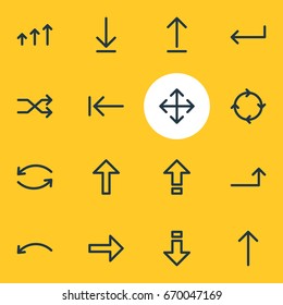 Vector Illustration Of 16 Direction Icons. Editable Pack Of Down, Up, Circle And Other Elements.