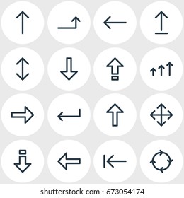 Vector Illustration Of 16 Direction Icons. Editable Pack Of Upwards, Direction, Raise And Other Elements.