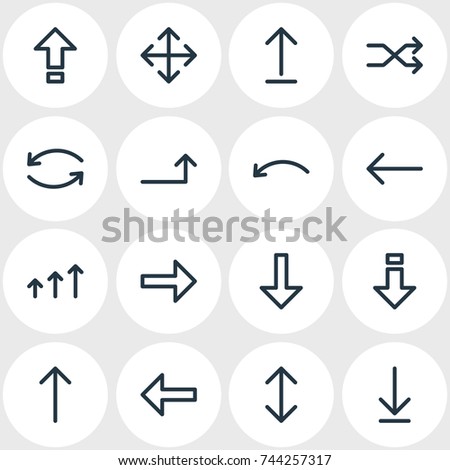 Vector Illustration Of 16 Direction Icons. Editable Pack Of Loading, Undo, Upwards And Other Elements.