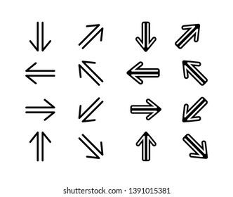 Vector Illustration Of 16 Direction line Icons.