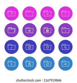 Vector illustration of 16 document icons line style. Editable set of delete, dossier, checked and other icon elements.