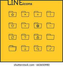 Vector Illustration Of 16 Document Icons. Editable Pack Of Dossier, Recovery, Liked And Other Elements.