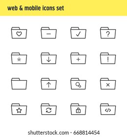 Vector Illustration Of 16 Document Icons. Editable Pack Of Significant, Script, Important And Other Elements.