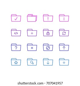 Vector Illustration Of 16 Document Icons. Editable Pack Of Script, Closed, Submit And Other Elements.