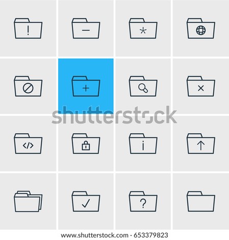 Vector Illustration Of 16 Document Icons. Editable Pack Of Important, Question, Closed And Other Elements.