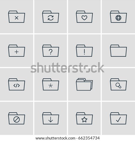 Vector Illustration Of 16 Document Icons. Editable Pack Of Pinned, Magnifier, Plus And Other Elements.