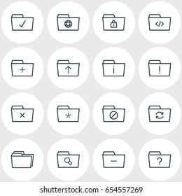 Vector Illustration Of 16 Dossier Icons. Editable Pack Of Plus, Significant, Submit And Other Elements.