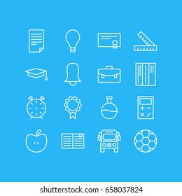 Vector Illustration Of 16 Education Icons. Editable Pack Of Calculate, Diploma, Tube And Other Elements.