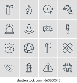 Vector Illustration Of 16 Extra Icons. Editable Pack Of Ax, Hotline, Badge And Other Elements.