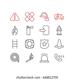 Vector Illustration Of 16 Extra Icons. Editable Pack Of Stairs, Taper, Hosepipe And Other Elements.