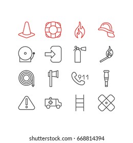 Vector Illustration Of 16 Extra Icons. Editable Pack Of Safety, Ax, Exclamation And Other Elements.