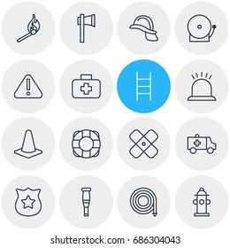 Vector Illustration Of 16 Extra Icons. Editable Pack Of Water, Ax, Alarm And Other Elements.