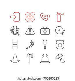 Vector Illustration Of 16 Extra Icons. Editable Pack Of Adhesive, Badge, Medical Case And Other Elements.